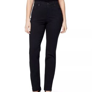 🖤 Gloria Vanderbilt Black Straight Leg High Rise Jeans Tapered Fit Denim 🖤